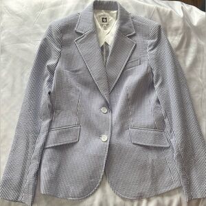 Anne Klein Navy and White Pinstripe Blazer